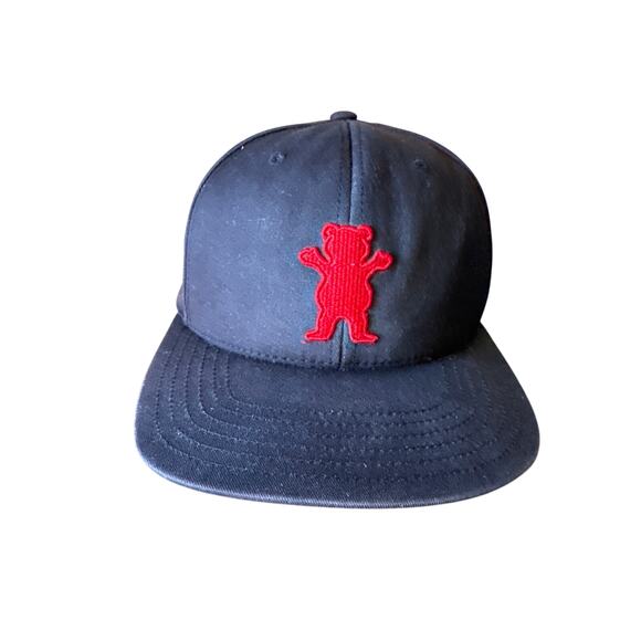 Grizzly Griptape OG Navy Blue with Red Logo Flatbill SnapBack Hat - Picture 1 of 7